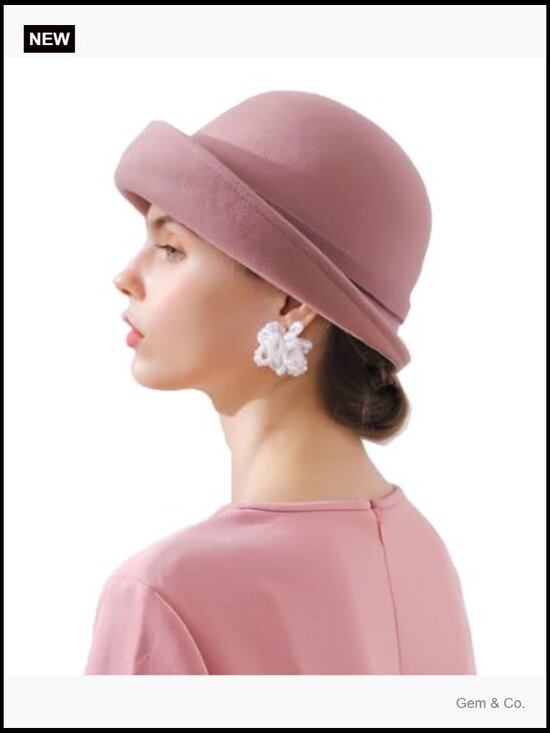 Vintage Wool Felt Bucket Cloche Bowler Hat Church Wedding Fascinator